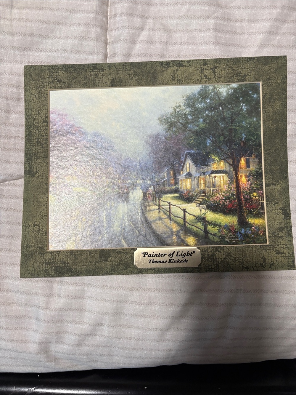 Thomas Kinkade Evening Village Print - Green, Yellow, Blue